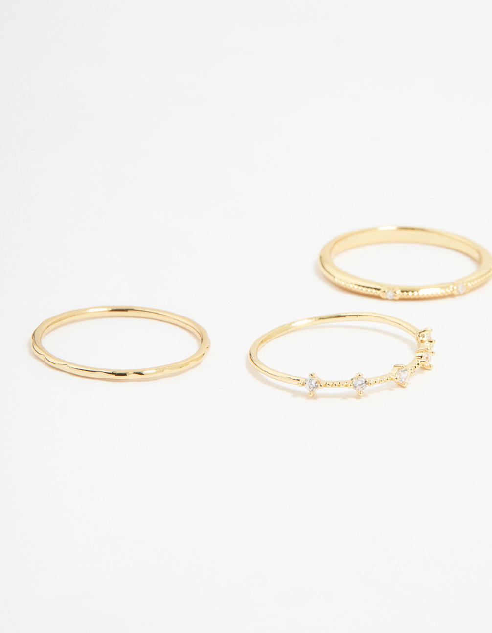 Gold Plated Cubic Zirconia Mixed Detail Rings 5-Pack