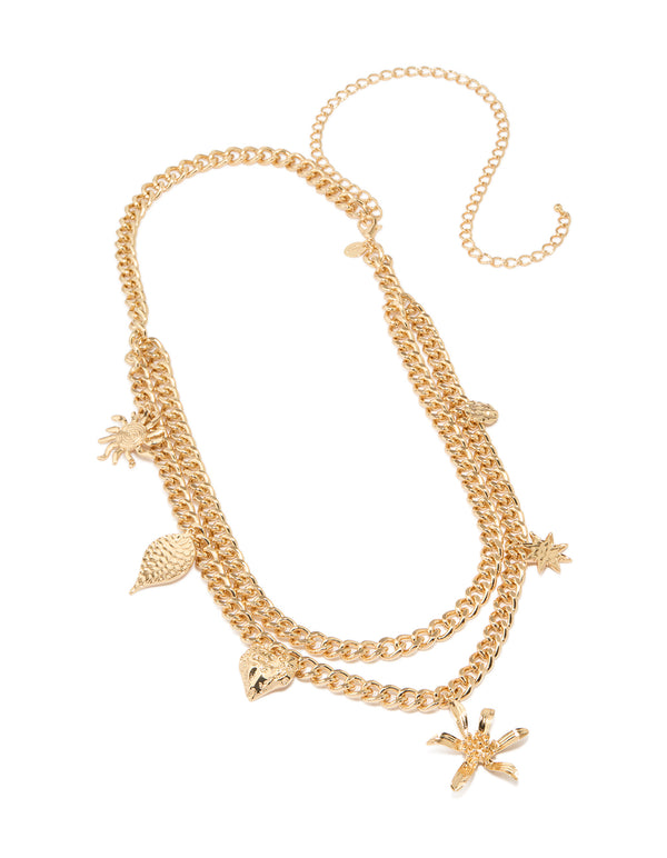 Gold Star & Heart Charm Layered Belt