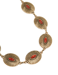 Antique Gold Red Oval Gem Western Belt - link has visual effect only