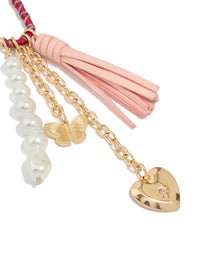 Pearl & Pink Tassel Key Chain - link has visual effect only