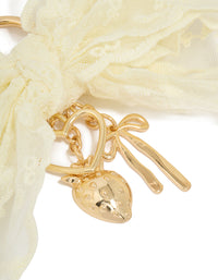 White Fabric Bow Key Chain - link has visual effect only