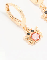 Gold Red Cubic Zirconia Crab Huggie Drop Earrings - link has visual effect only