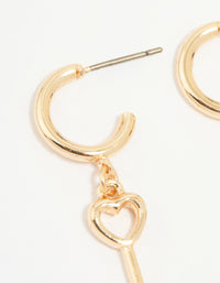 Gold Lock & Key Huggie Drop Earrings - link has visual effect only