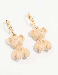 Gold Bear Huggie Drop Earrings - link has visual effect only