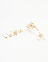 Gold Celestial Stacking Earrings 4-Pack - link has visual effect only