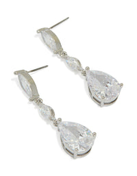 Silver Cubic Zirconia Teardrop Earrings - link has visual effect only