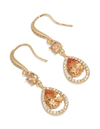 Gold Cubic Zirconia Pear Drop Earrings - link has visual effect only