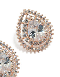 Rose Gold Cubic Zirconia Pear Stud Earrings - link has visual effect only