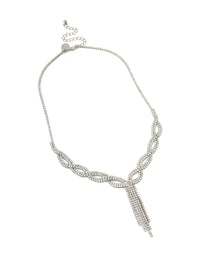 Silver Cubic Zirconia Circle & Tassel Necklace - link has visual effect only