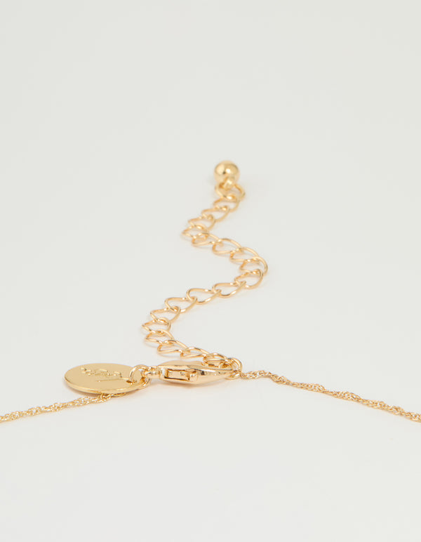 Gold Cubic Zirconia Cross Pendant Necklace & Earrings Set