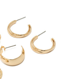 Gold Layered & Chubby Hoop Earrings 3-Pack - link has visual effect only