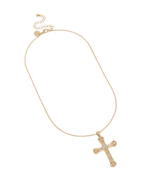 Gold Bold Diamante Cross Necklace - link has visual effect only