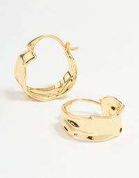 Gold Plated Brass Medium Molten Hoop Earrings - link has visual effect only