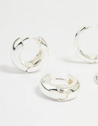 Silver Plated Brass Small & Medium Huggie Earrings 2-Pack - link has visual effect only