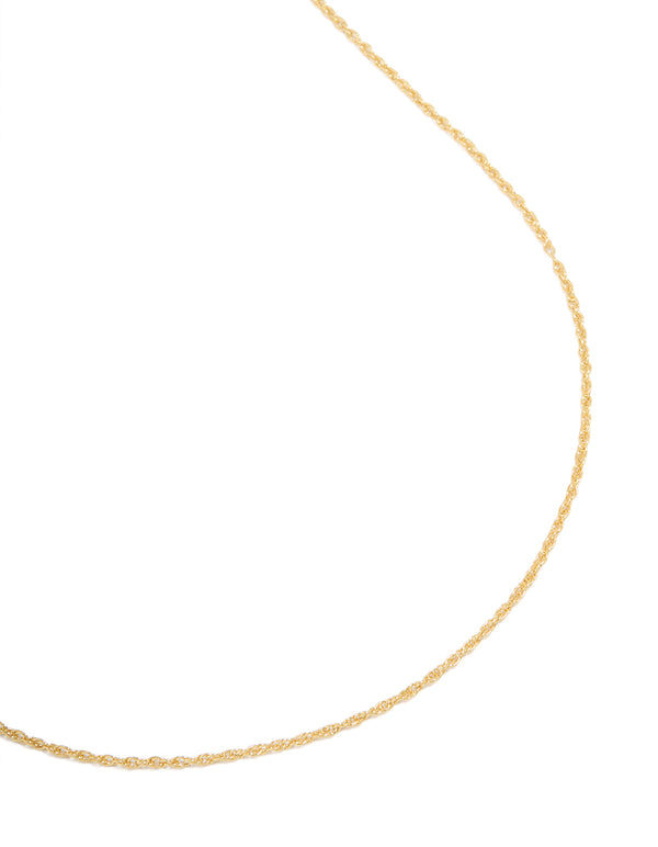 Gold Plated Brass Thin Twist Chain Necklace