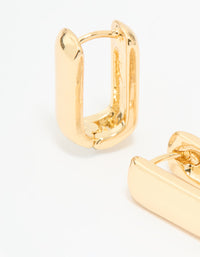 Gold Plated Small Rectangle Huggie Earrings - link has visual effect only