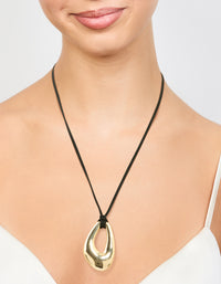 Gold Plated Cord Open Oval Long Necklace - link has visual effect only