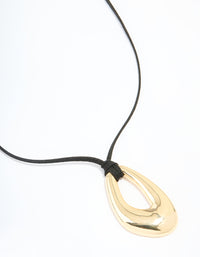 Gold Plated Cord Open Oval Long Necklace - link has visual effect only