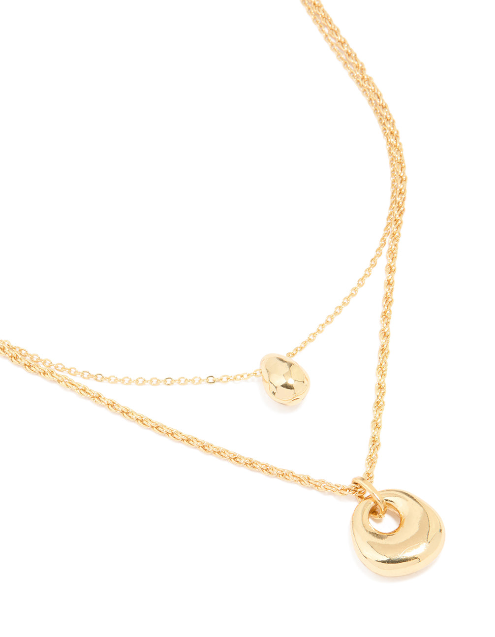 Gold Plated Organic Oval Layered Necklace