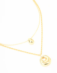 Gold Plated Organic Oval Layered Necklace - link has visual effect only