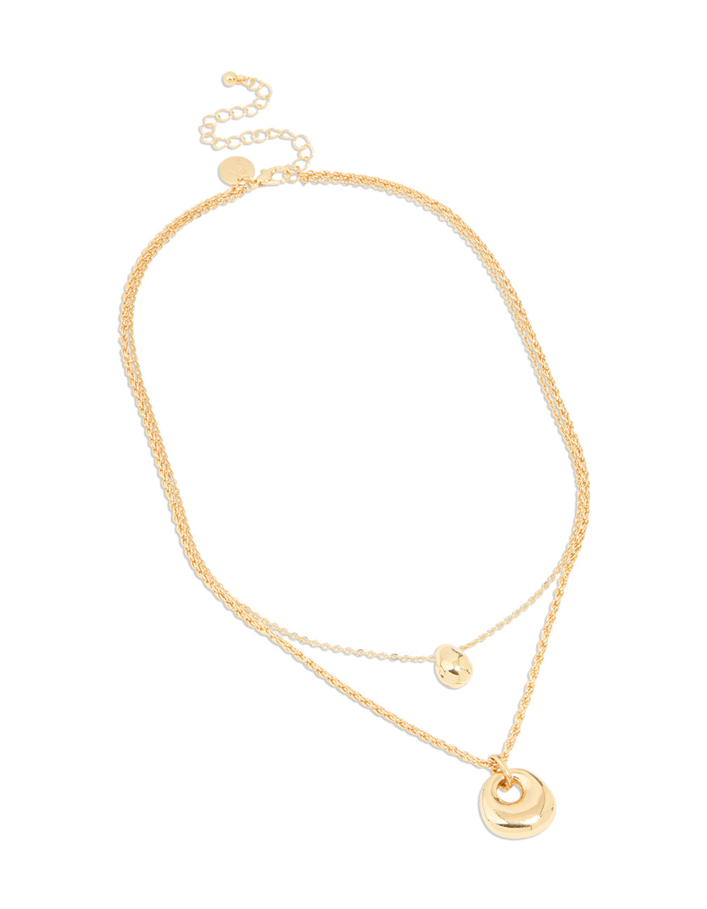 Gold Plated Organic Oval Layered Necklace