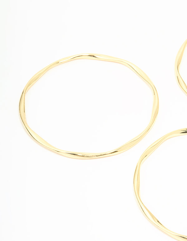 Gold Plated Twist Bangles 3-Pack