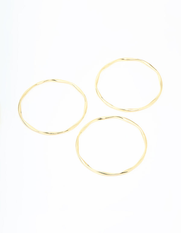 Gold Plated Twist Bangles 3-Pack