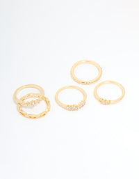Gold Plated Diamante Rings 5-Pack - link has visual effect only