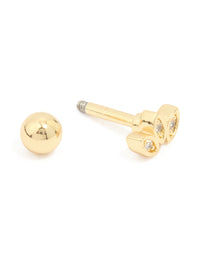 Gold Plated Surgical Steel Cubic Zirconia Leaf Barbell - link has visual effect only