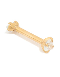 Gold Plated Surgical Steel Cubic Zirconia Reversible Flat Back Stud - link has visual effect only
