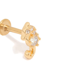 Gold Plated Surgical Steel Cubic Zirconia Seahorse Flat Back Stud - link has visual effect only