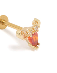 Gold Plated Surgical Steel Cubic Zirconia Lobster Flat Back Stud - link has visual effect only