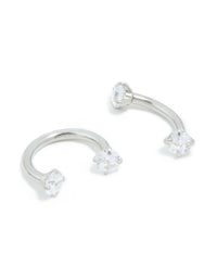 Surgical Steel Cubic Zirconia Ear & Body Jewellery 3-Pack - link has visual effect only