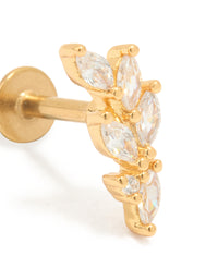 Gold Plated Titanium Cubic Zirconia Leaf Flat Back Stud - link has visual effect only