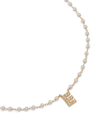 Gold Plated Pearl Letter E Necklace - link has visual effect only