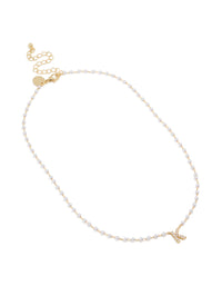 Gold Plated Pearl Letter K Necklace - link has visual effect only