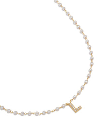 Gold Plated Pearl Letter L Necklace - link has visual effect only