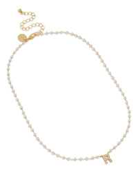 Gold Plated Pearl Letter R Necklace - link has visual effect only