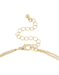 Gold Plated Cubic Zirconia Bezel Letter C Layered Necklace - link has visual effect only