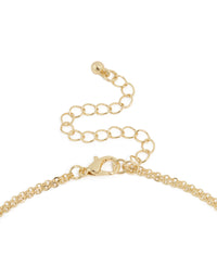 Gold Plated Cubic Zirconia Bezel Letter J Layered Necklace - link has visual effect only