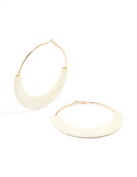 Cream Raffia Large Hoop Earrings - link has visual effect only