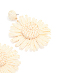 Gold Raffia Flower Drop Earrings - link has visual effect only