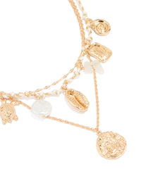 Gold Sea Charm Layered Necklace - link has visual effect only