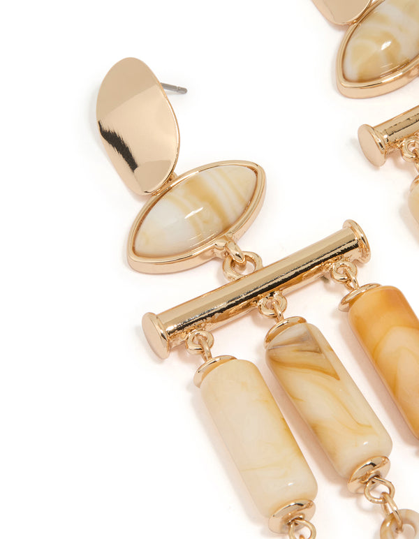 Acrylic Triangular Mixed Beaded Drop Earrings