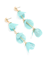 Gold Blue Filigree Flower Drop Earrings - link has visual effect only