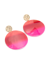 Gold Genuine Shell Pink Circle Drop Earrings - link has visual effect only