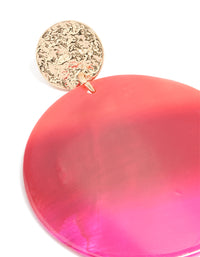 Gold Genuine Shell Pink Circle Drop Earrings - link has visual effect only
