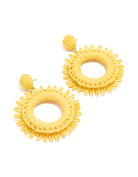 Gold Yellow Raffia Circle Drop Earrings - link has visual effect only