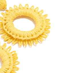Gold Yellow Raffia Circle Drop Earrings - link has visual effect only