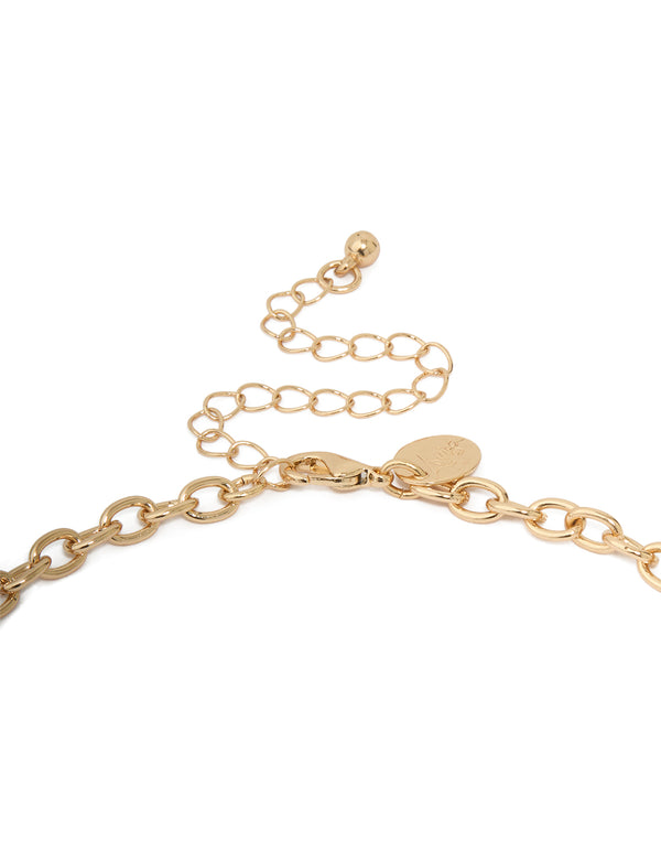 Gold Blue Beaded Layered Necklace